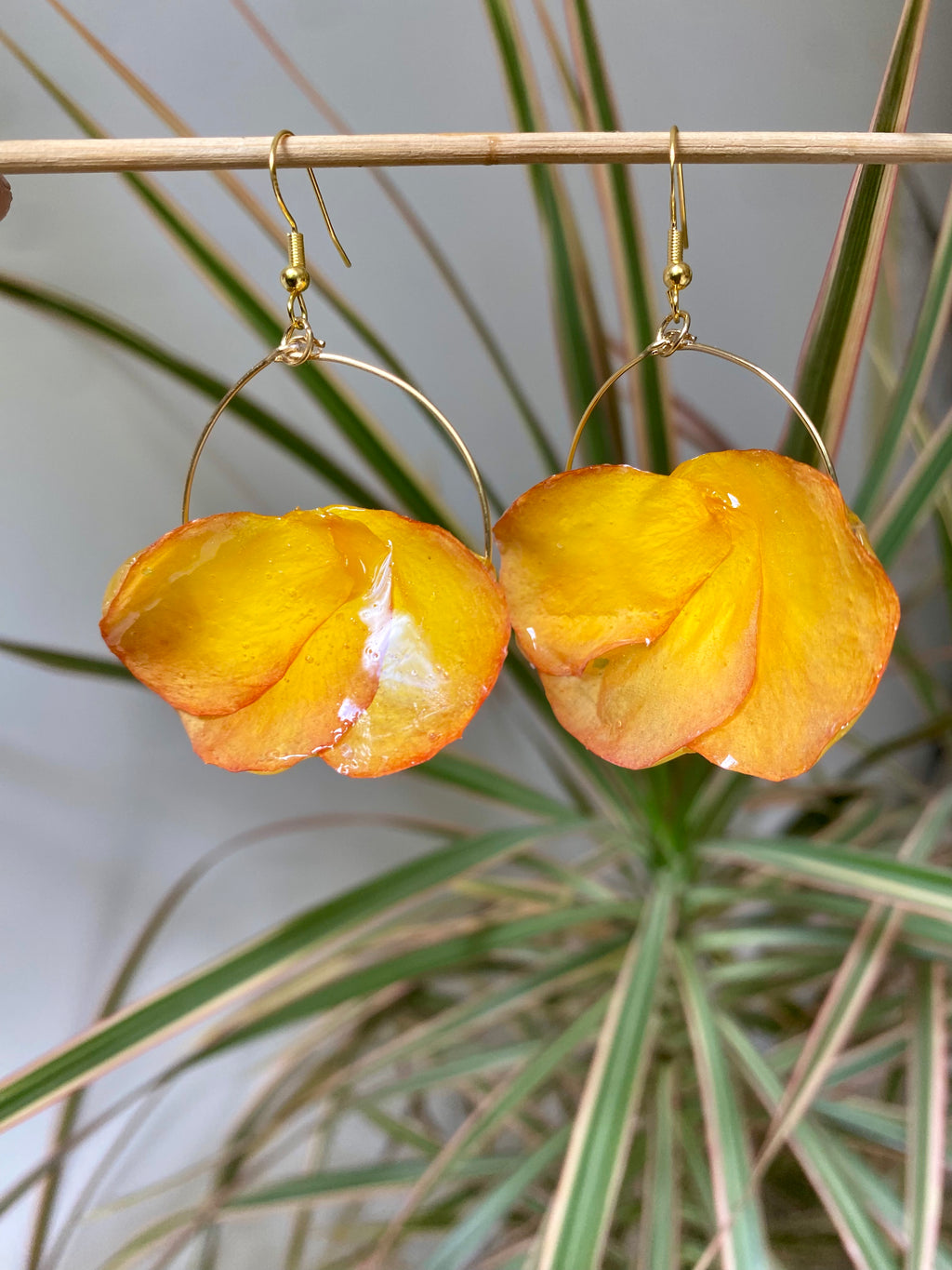 Créole dorée 3 pétales rose jaune