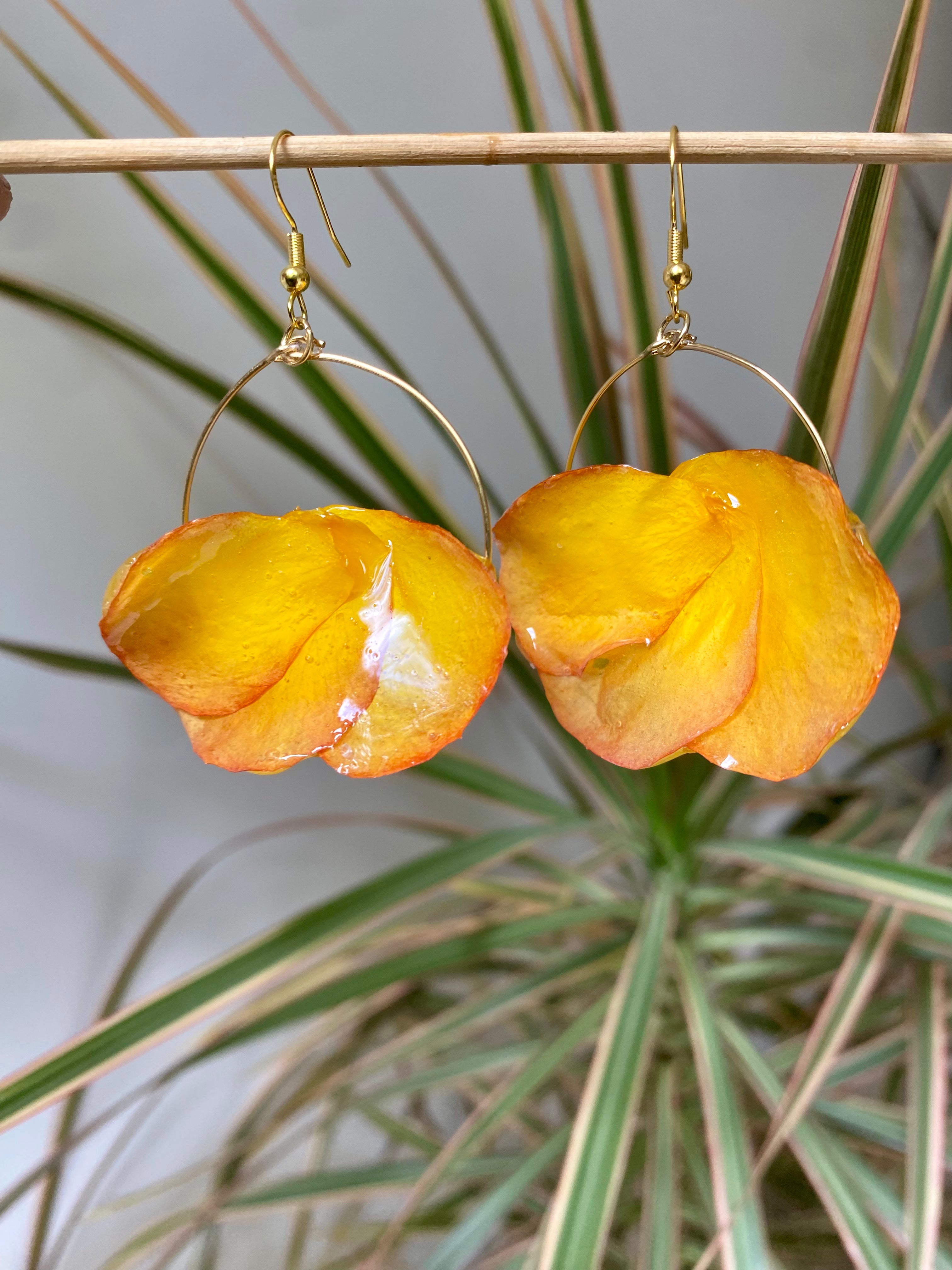 Créole dorée 3 pétales rose jaune