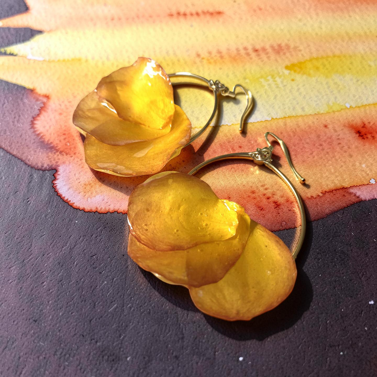 Créole dorée 3 pétales rose jaune