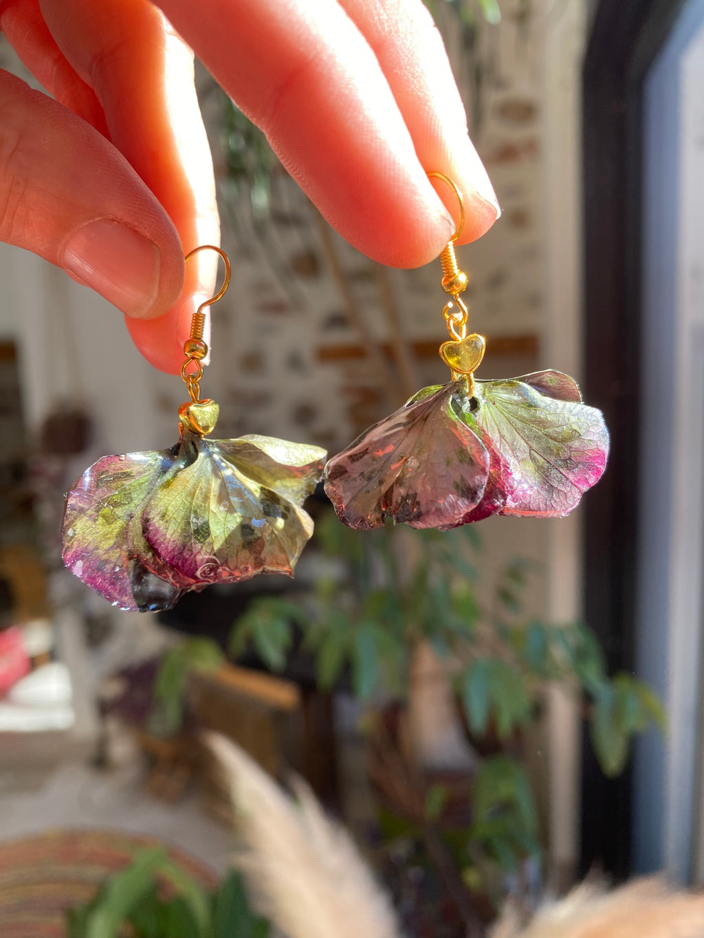 Boucle coeur fleurs Hortensia pourpres