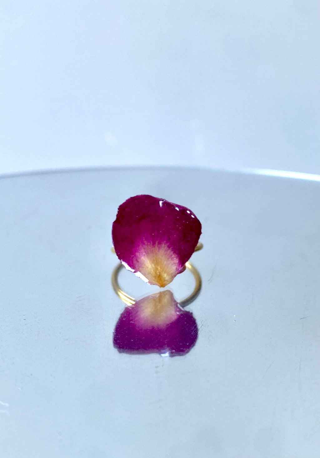 Bague pétale rose véritable