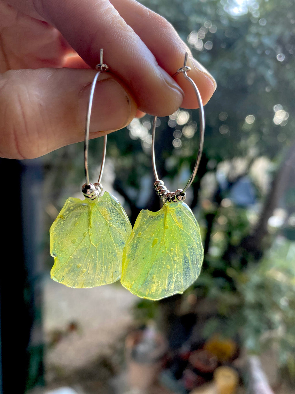 Créole papillon véritable citron et perles
