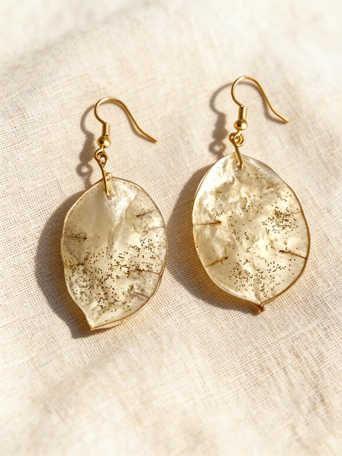 Boucle d'oreille Monnaie-du-pape paillette