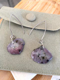 Boucle pendante pétale Hortensia pourpre - argent