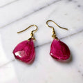 Boucle plaqué OR pétale rose