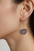 Boucle pendante pétale Hortensia pourpre - doré