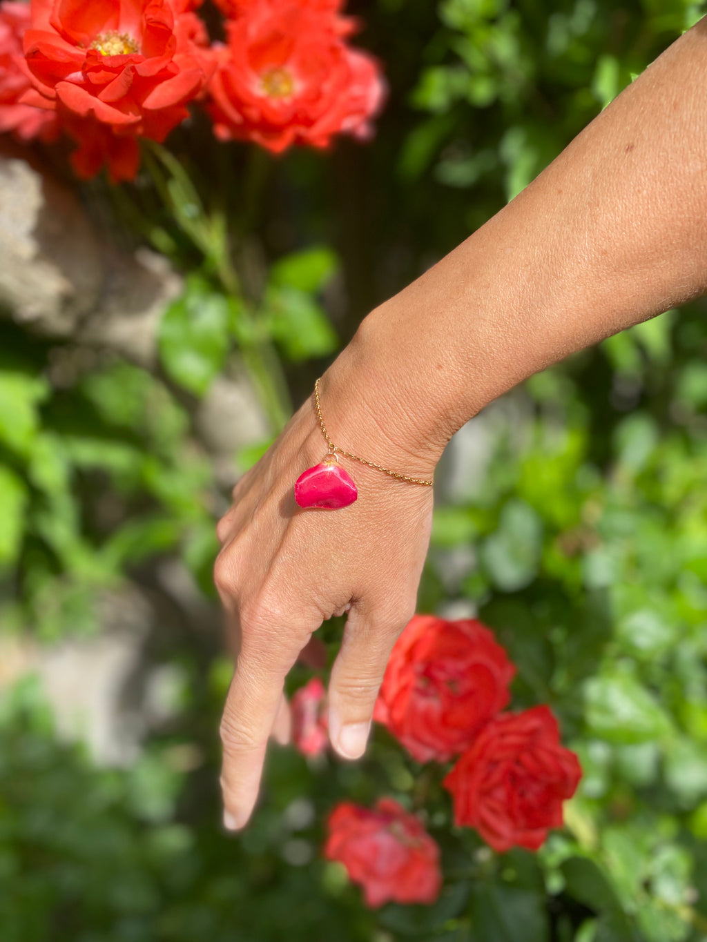 Bracelet pétale rose Plaqué OR