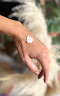 Bracelet fleur hortensia blanc Plaqué OR