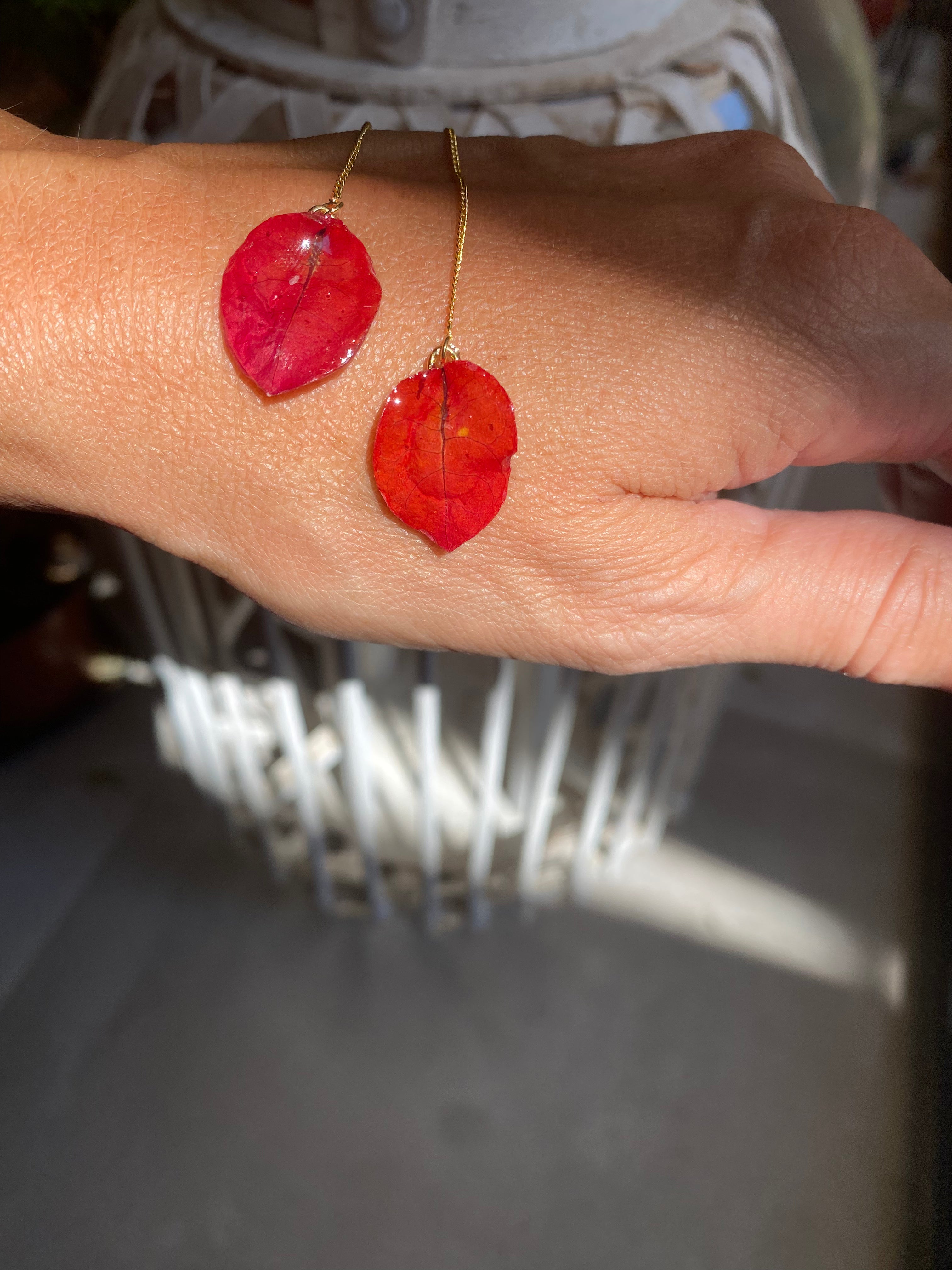 Chaine d'oreille Bougainvillier rouge