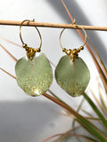 Petites Créoles Eucalyptus doré, perles et paillette