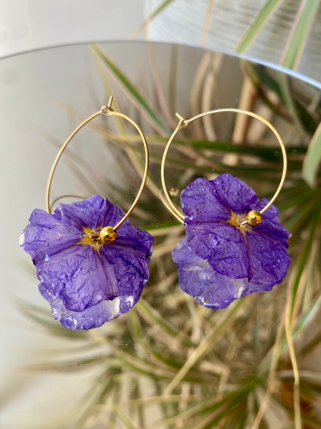 Créole Fleur Solanum violette Plaqué OR anneau