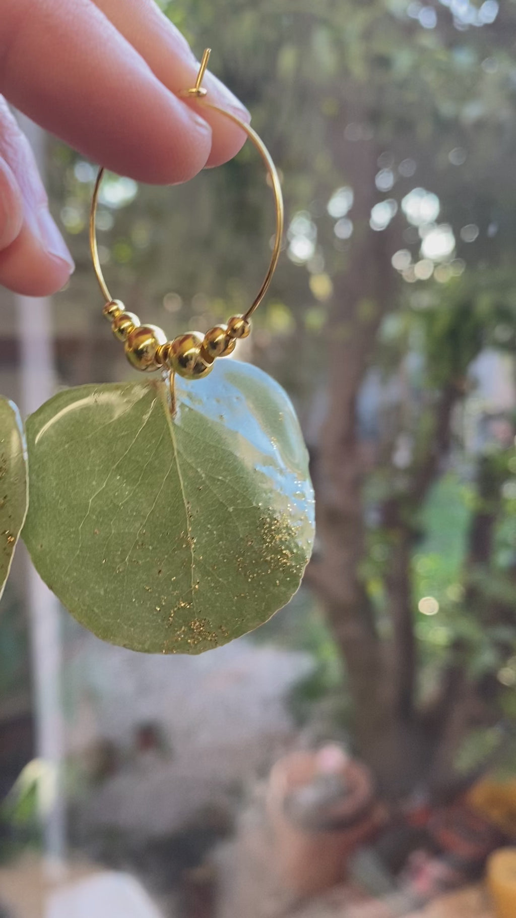 Grande Créole Eucalyptus Dorée paillettes